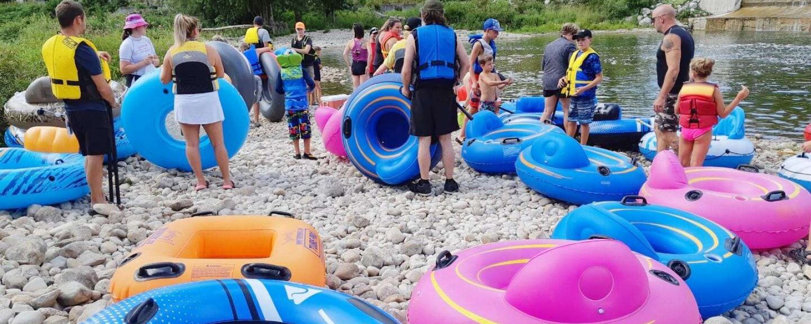 People with tubes on Saugeen River