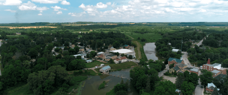 Aerial view of a town