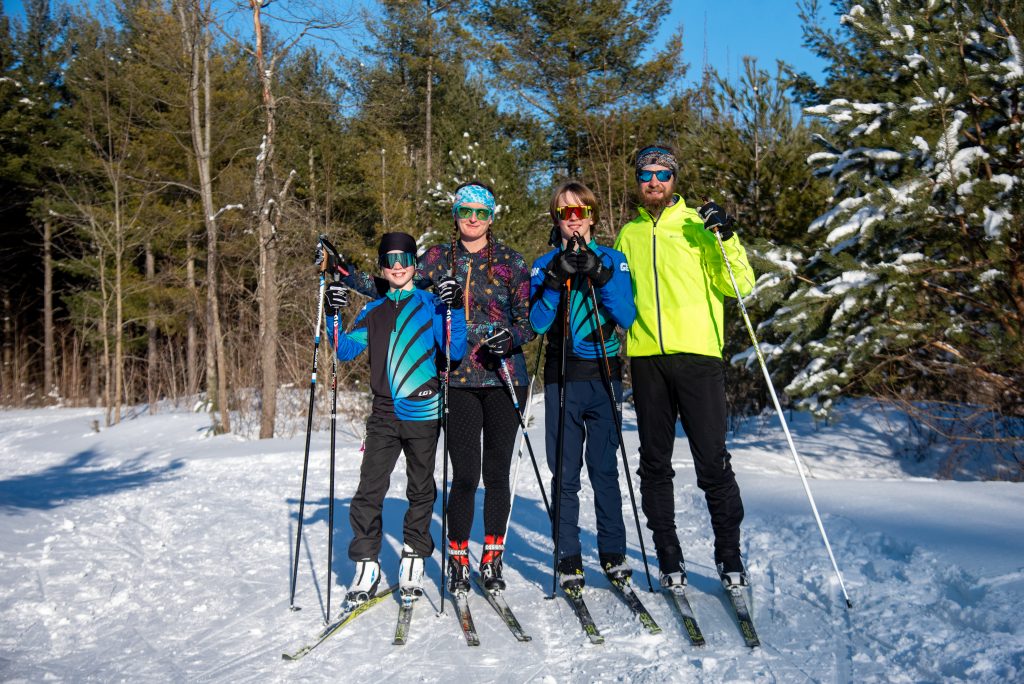 Family cross-country skiing