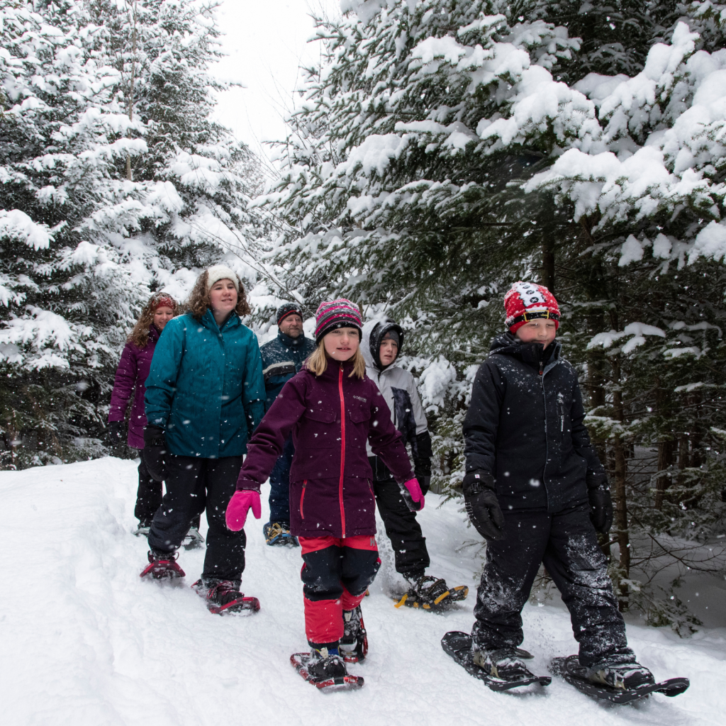 Family snowshoeing