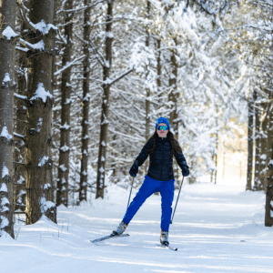 Person cross country skiing in winter