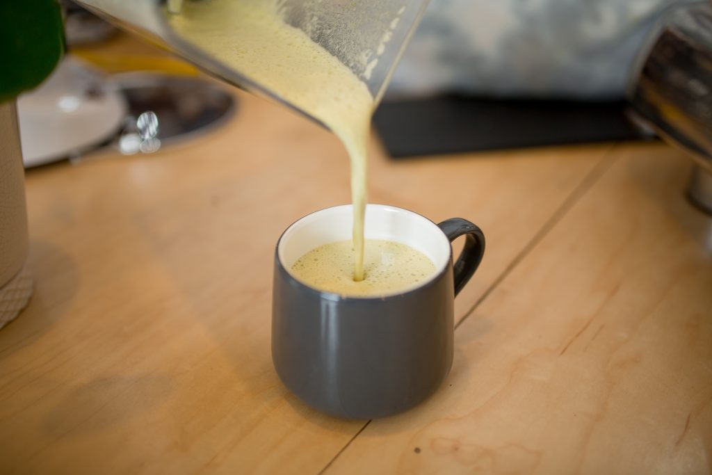 Latte being poured