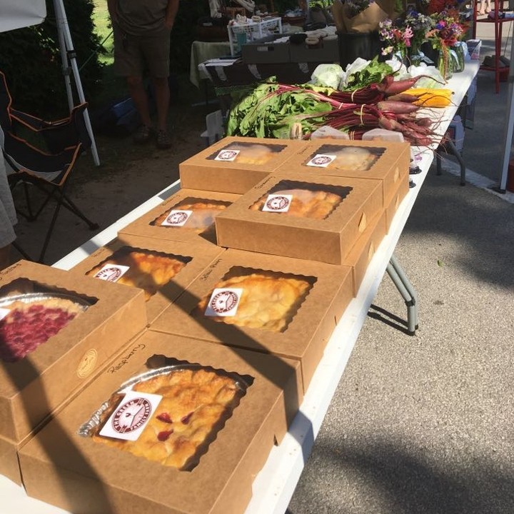 Table of freshly-made pies at Lion's Head Farmers' Market